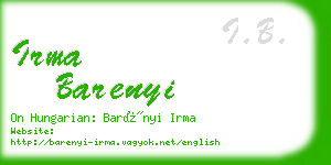 irma barenyi business card